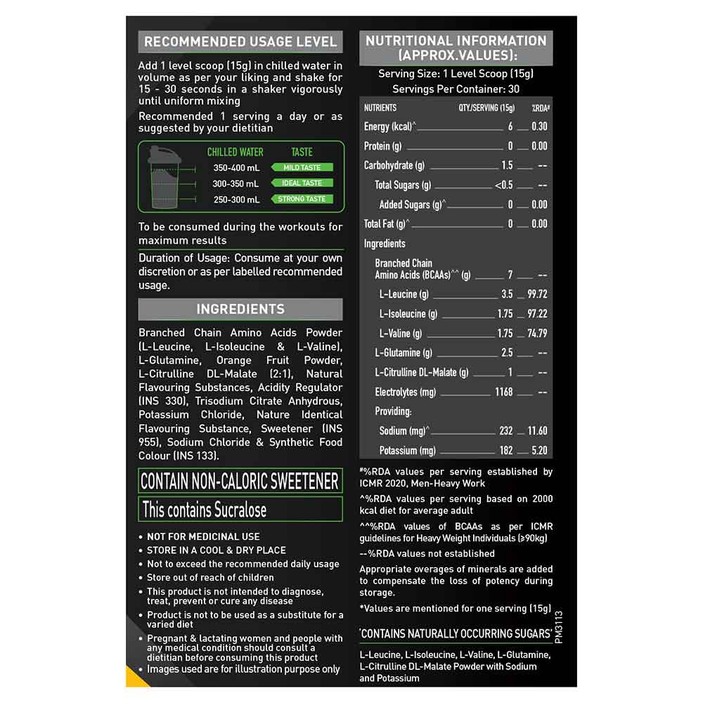 Muscleblaze BCAA Pro Essential Amino Acids, 30 Servings, 450g (0.99 lb)