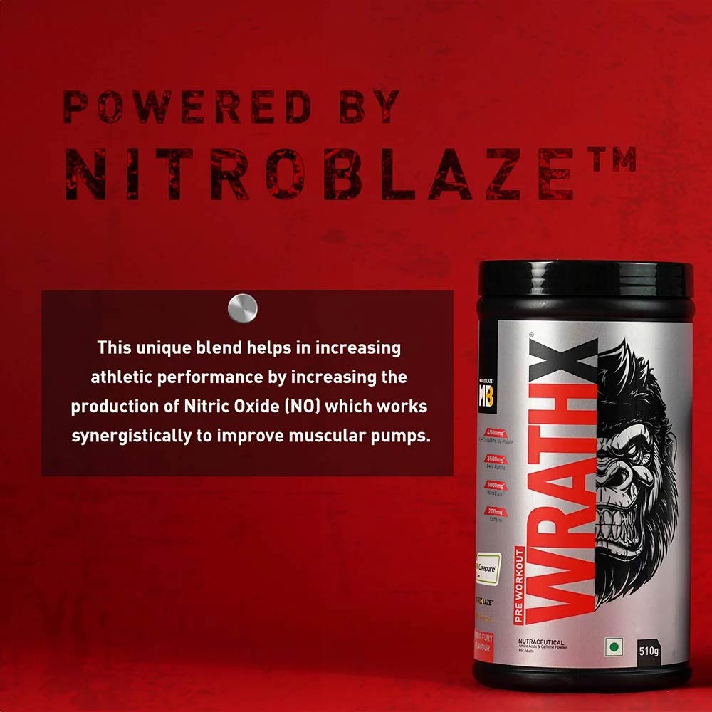 MuscleBlaze Pre Workout WrathX, 510g (1.12 lb)