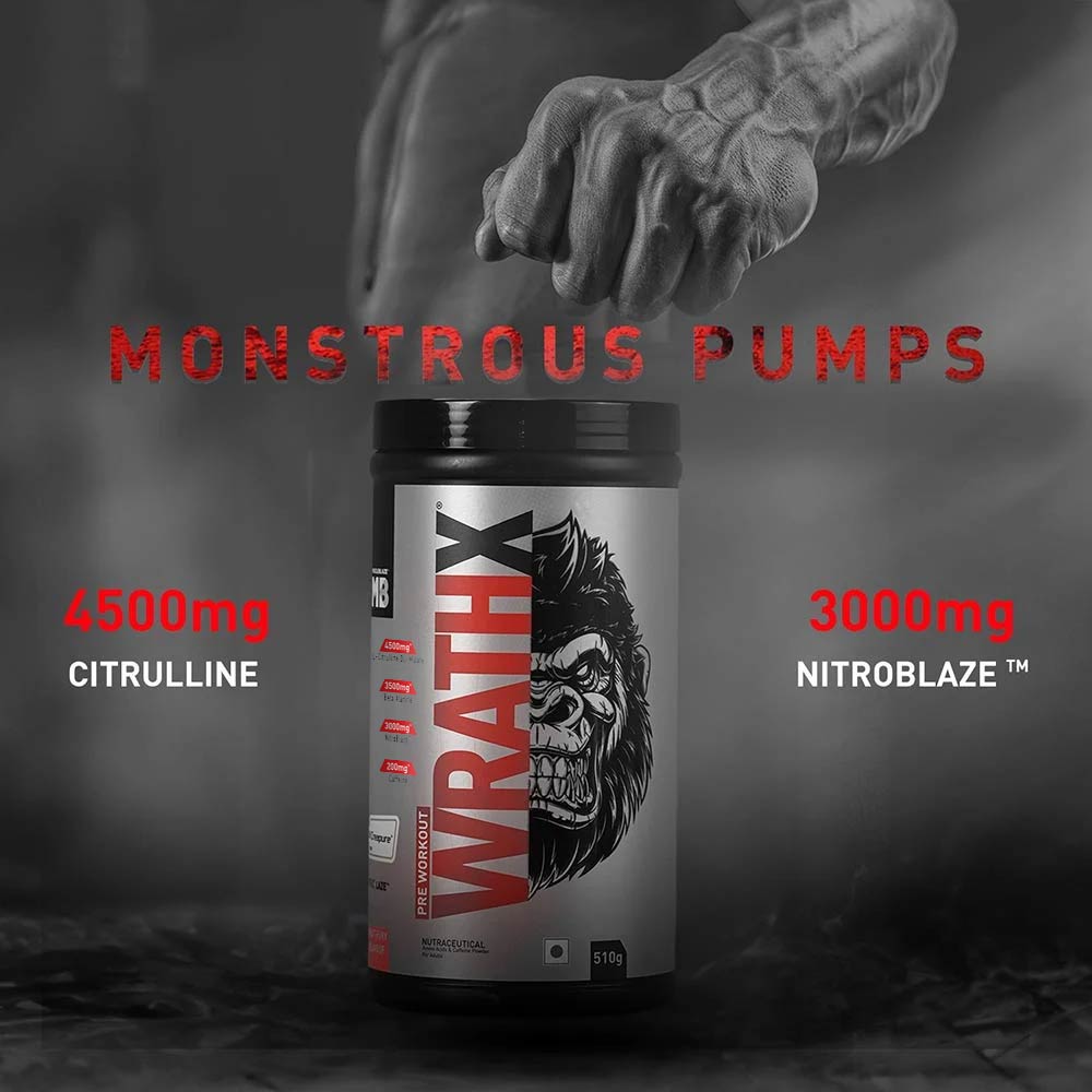 MuscleBlaze Pre Workout WrathX, 510g (1.12 lb)