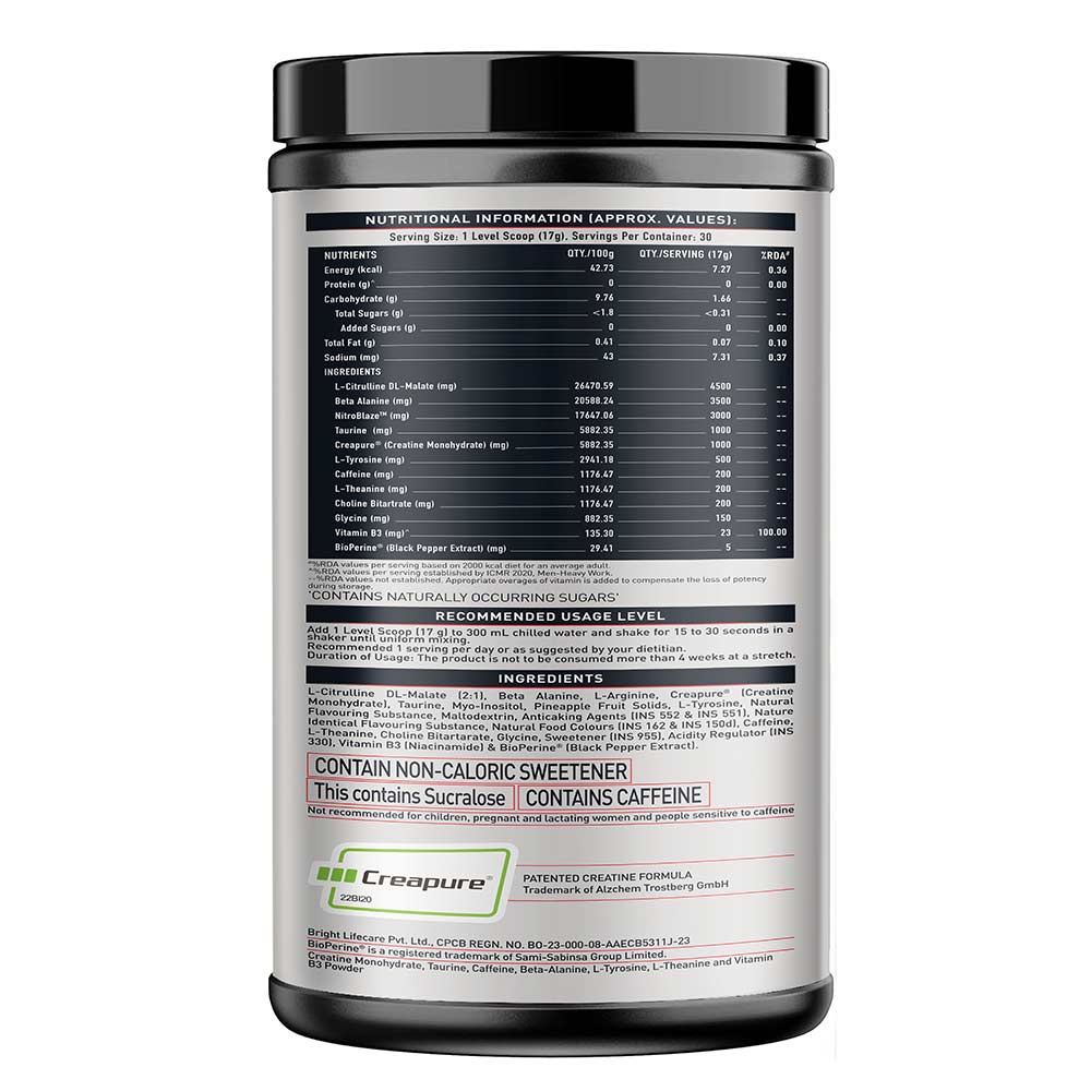 MuscleBlaze Pre Workout WrathX, 510g (1.12 lb)