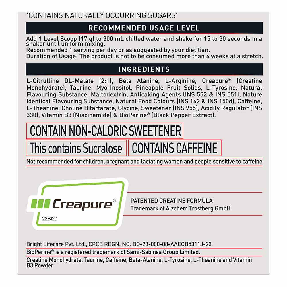 MuscleBlaze Pre Workout WrathX, 510g (1.12 lb)