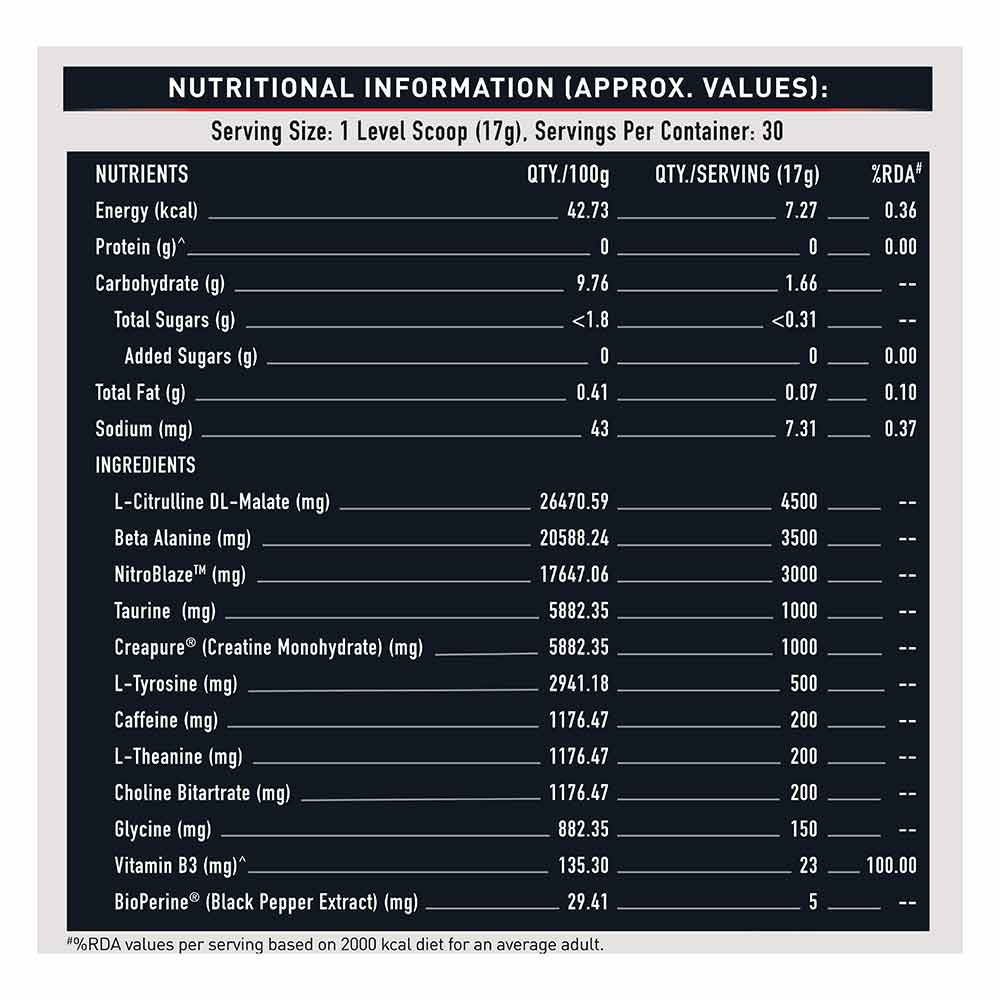 MuscleBlaze Pre Workout WrathX, 510g (1.12 lb)