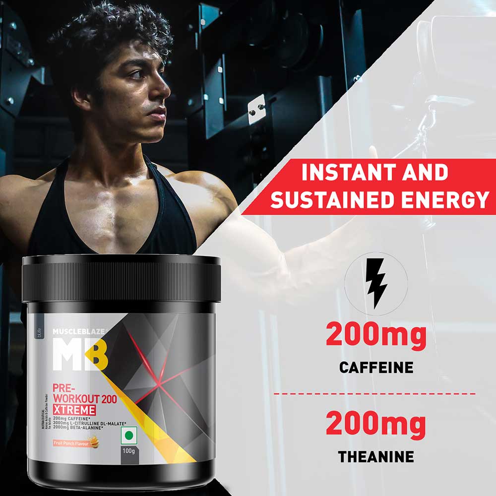 MuscleBlaze PRE Workout 200 Xtreme, 100 g (0.22 lb)