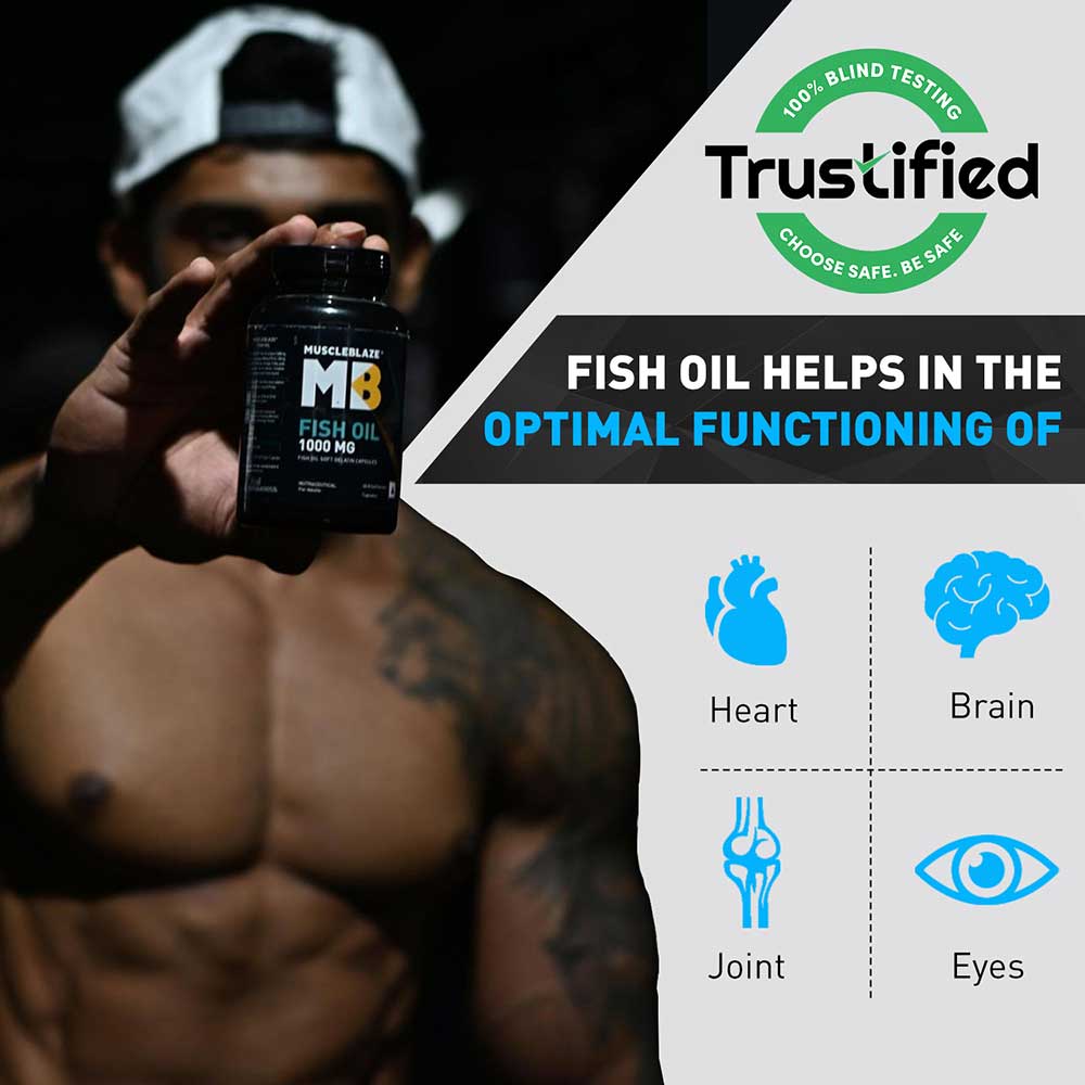 MuscleBlaze Omega 3 Fish Oil (1000mg) with 180mg EPA 120mg DHA