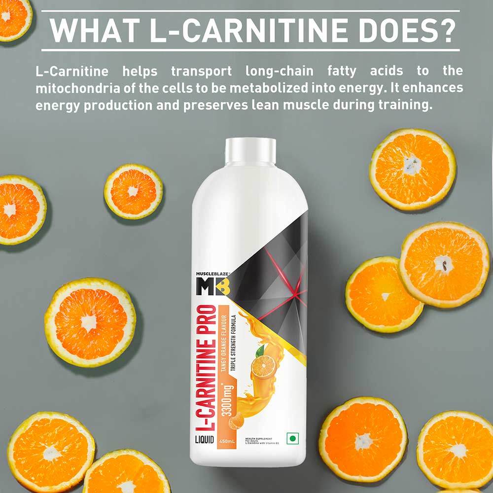 Muscleblaze Liquid L-Carnitine PRO- Triple Strength Formula, 450ml, Tangy Orange