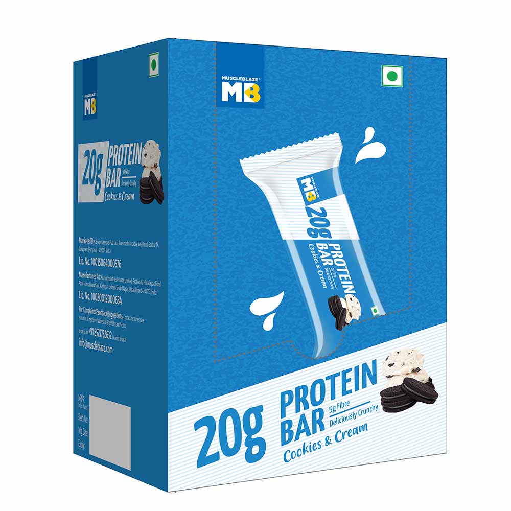 MuscleBlaze Protein Bar (20 gm Protein), 6 bar(s), Cookies & Cream