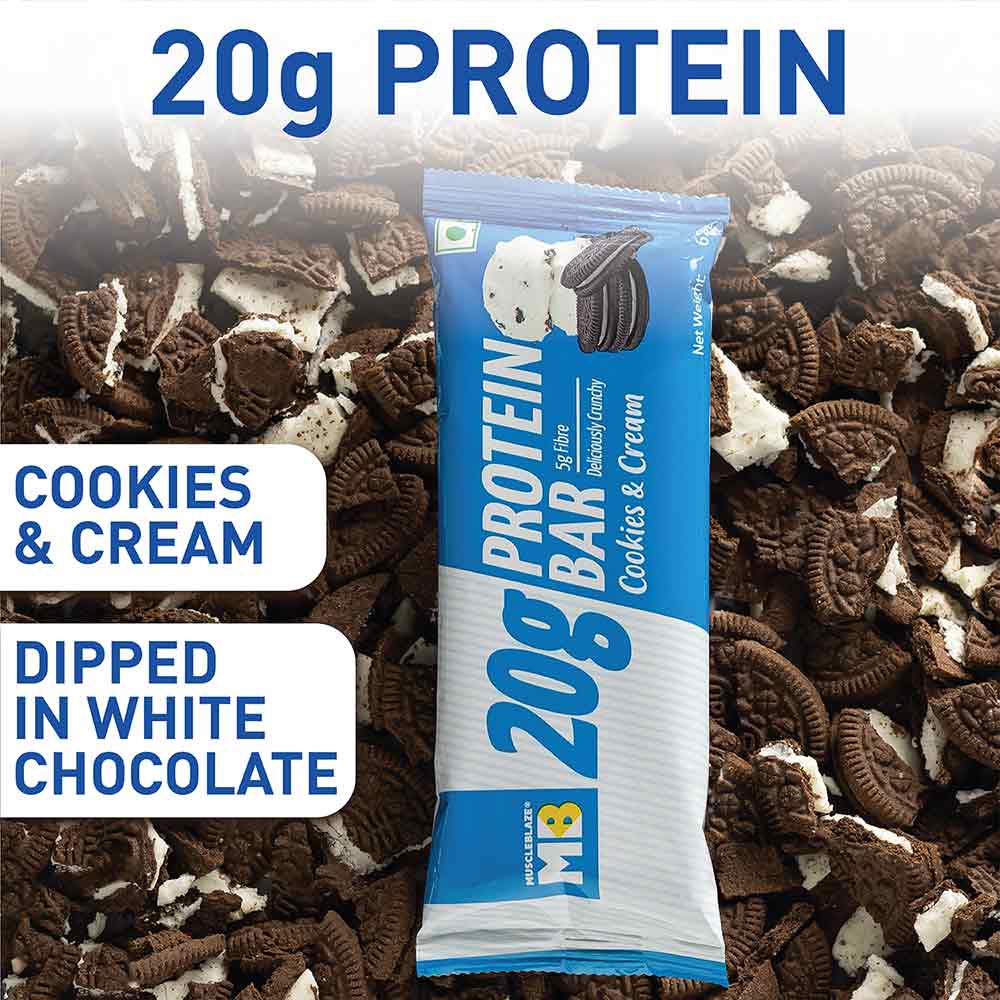 MuscleBlaze Protein Bar (20 gm Protein), 6 bar(s), Cookies & Cream