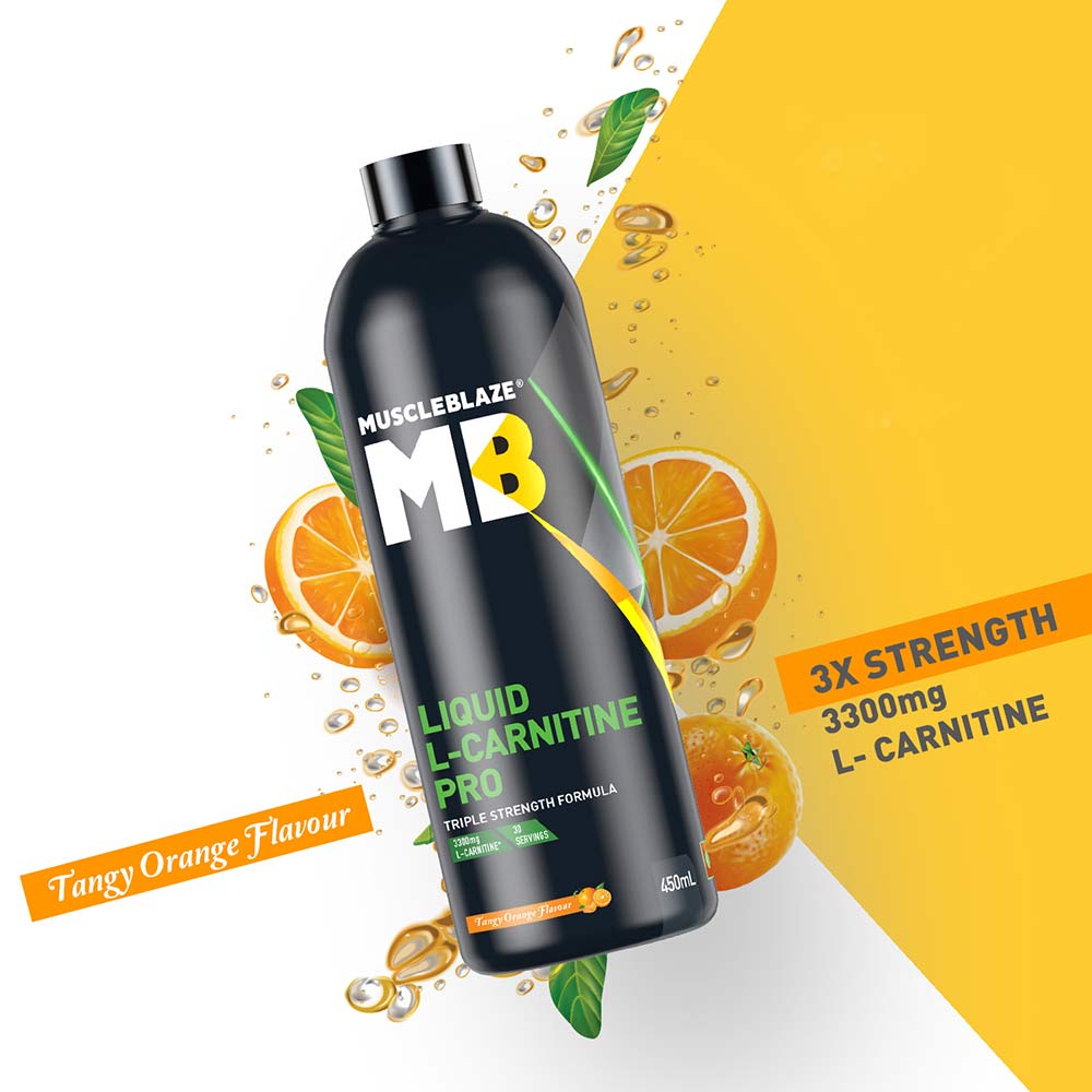 Muscleblaze Liquid L-Carnitine PRO- Triple Strength Formula, 450ml, Tangy Orange