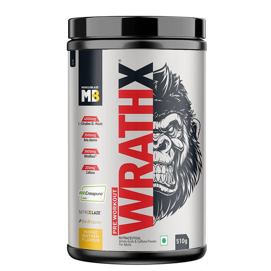 MuscleBlaze Pre Workout WrathX, 510g (1.12 lb)